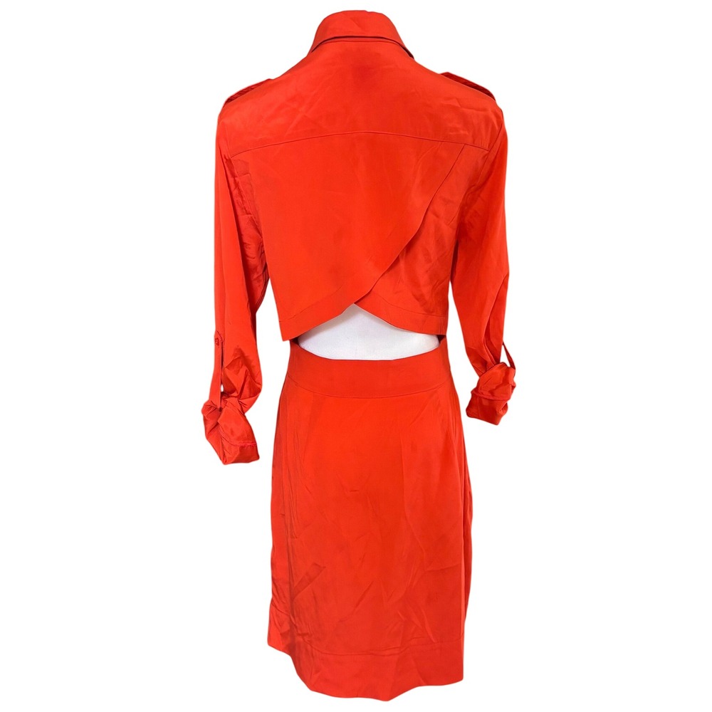 Vintage y2k bebe 100% Silk Cut Out Dress Sz S Orange